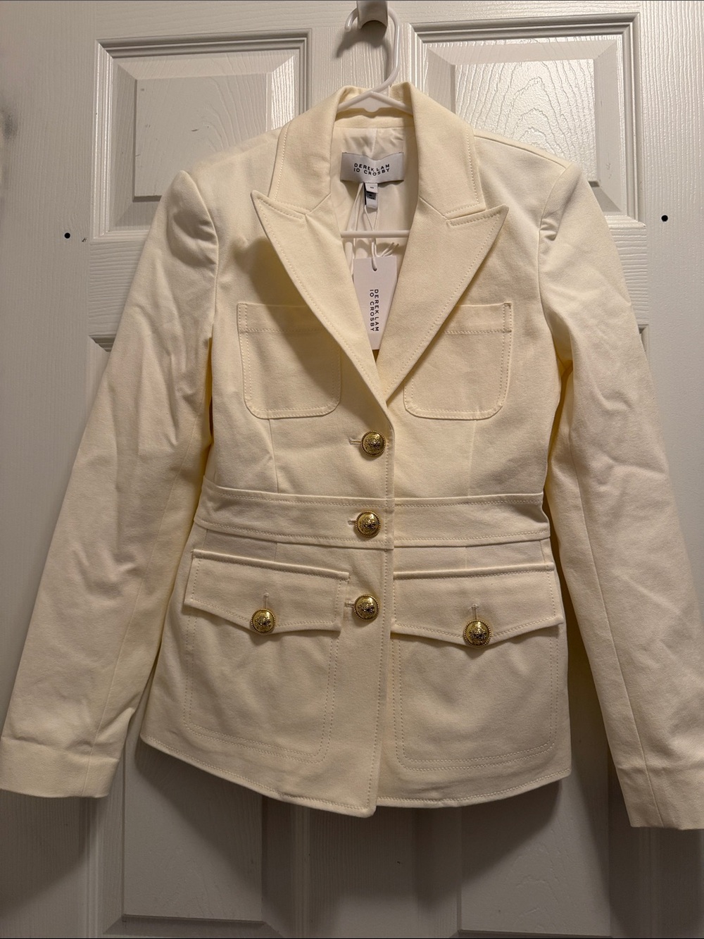 NWT 10 Crosby Derek Lam Ivory Button-Front Tailored Blazer